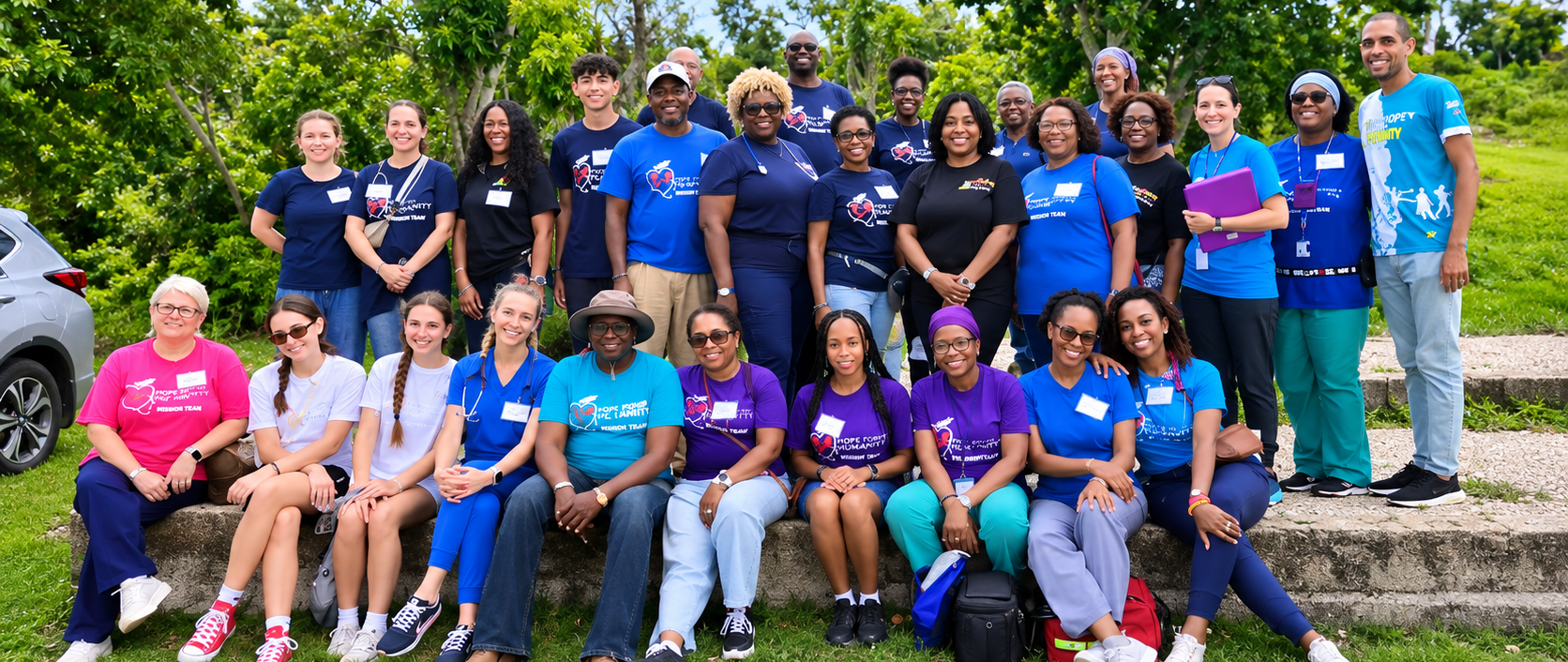 Volunteers working together on a Hope for Humanity Worldwide mission